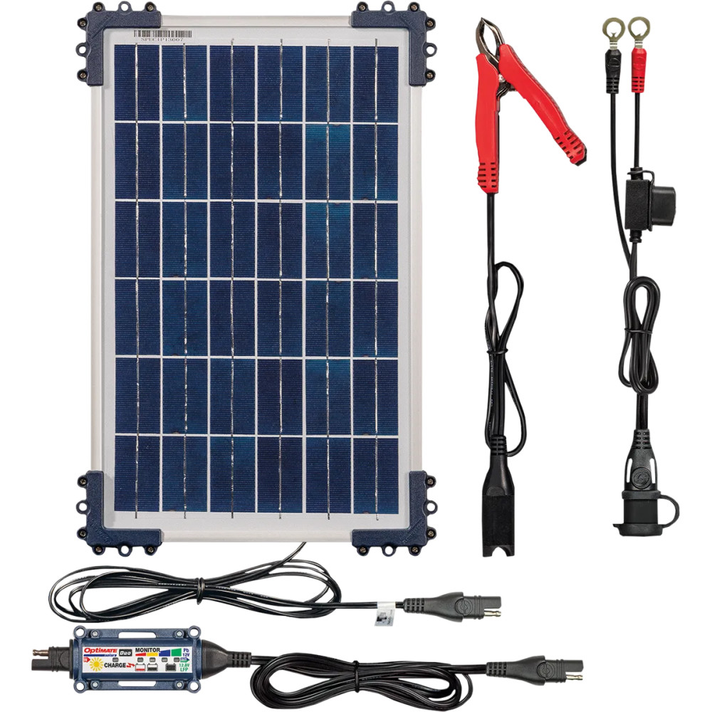 OptiMate™ 10 W Solar DUO Cargador/Mantenedor — 10 W, 12 V, cable de 14 ft, Negro