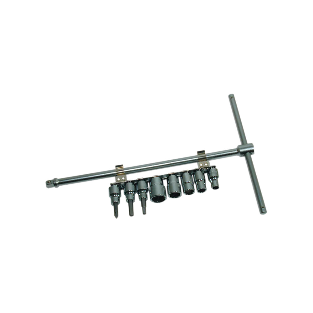 Sliding T-Driver with 8-Piece Socket Set Sliding T-Driver with 8-Piece Socket Set
