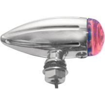 Luces marcadoras Bullet — 75 mm x 30 mm, 12V, lentes ámbar y rojo, carcasa cromada