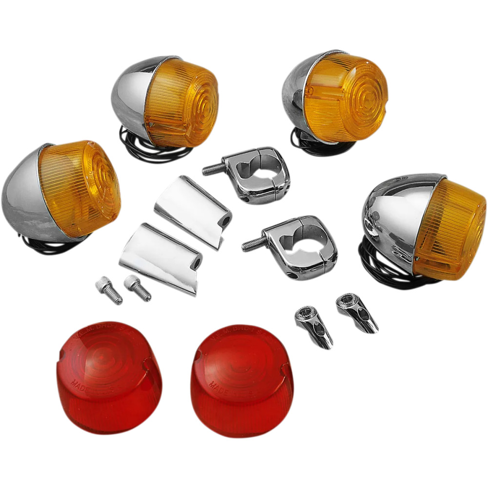 Complete Turn Signal Kit — 12V, front and rear, amber/red lenses