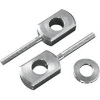 Rear Axle Block Adjusters — Chrome, Silver, Pair