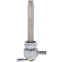Power-Flo Fuel Valve — 22 mm outlet, 7.9 mm (5/16") hose barb, chrome