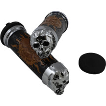 Skull Grips — Black leather, 25.4 mm (1\")