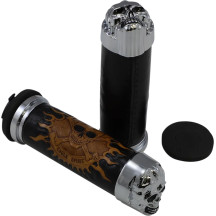 Skull Grips — Black leather, 25.4 mm (1\")