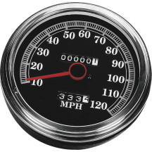 Velocímetro FL-Style 2:1 de 5" — 5" (12,7 cm), calibración 0–120 mph, rosca 12 mm, negro