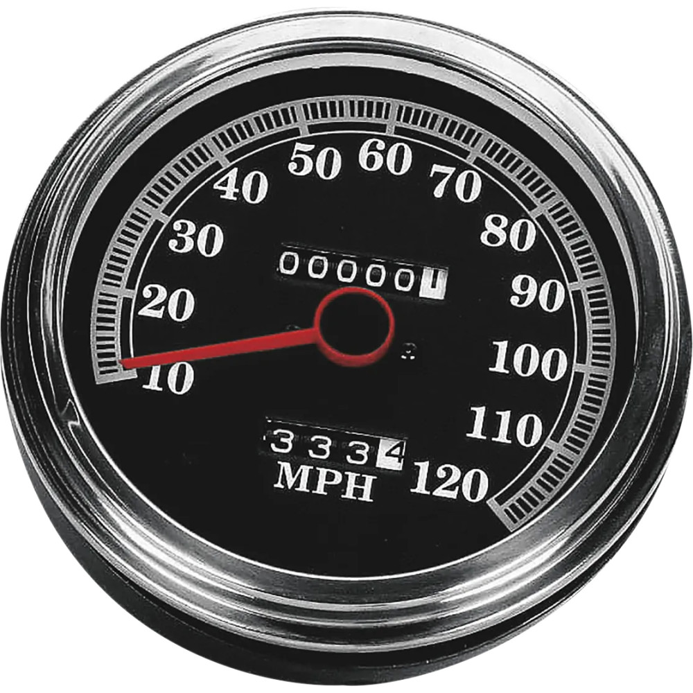 Velocímetro FL-Style 2:1 de 5" — 5" (12,7 cm), calibración 0–120 mph, rosca 12 mm, negro
