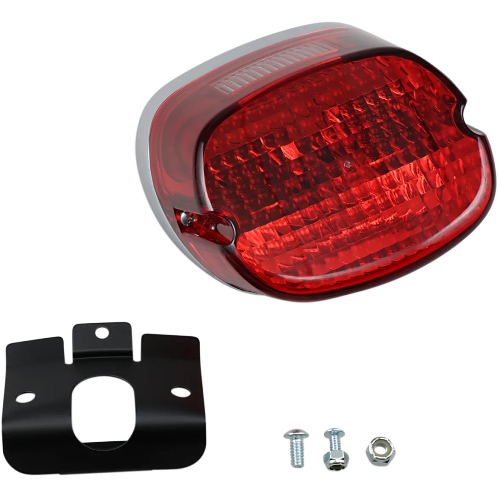 Ensamblaje de luz trasera Laydown — Harley Davidson®, cromo, lente roja