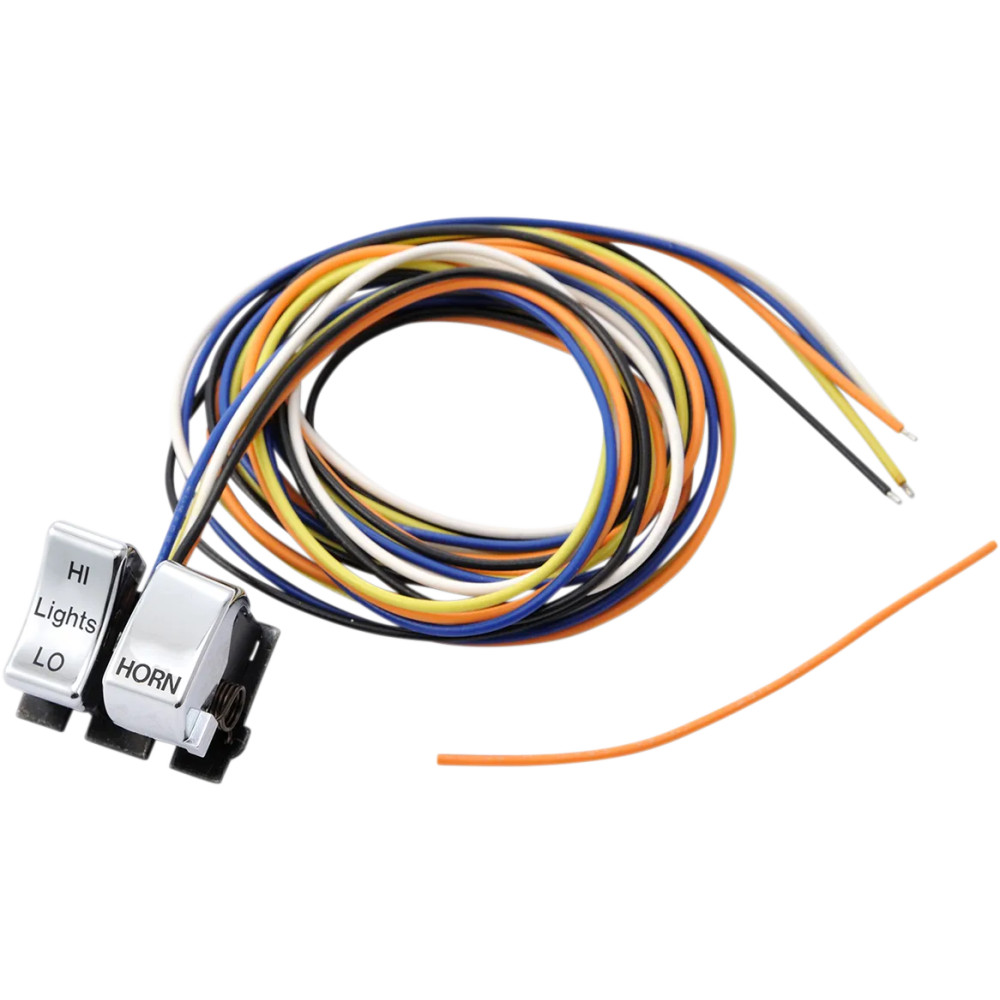 Kit de interruptores de manillar — Izquierda superior, 2 botones, cables de 60 pulg., cromado