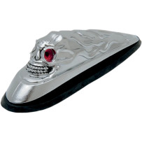Skull Head Front Fender Ornament — chrome finish, front mount, 1 bulb