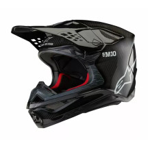 Supertech M10 Solid Helmet — M, Black gloss, Carbon fiber shell