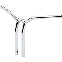 Manillar Kage Fighter con riser curvado soldado — 30" ancho, 16" elevación, 3-1/2" entre centros, Cromo