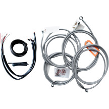Kit completo de cables y latiguillos trenzados de acero inoxidable para manillar — Ajuste 18"-20" altura de manillar, plata con 