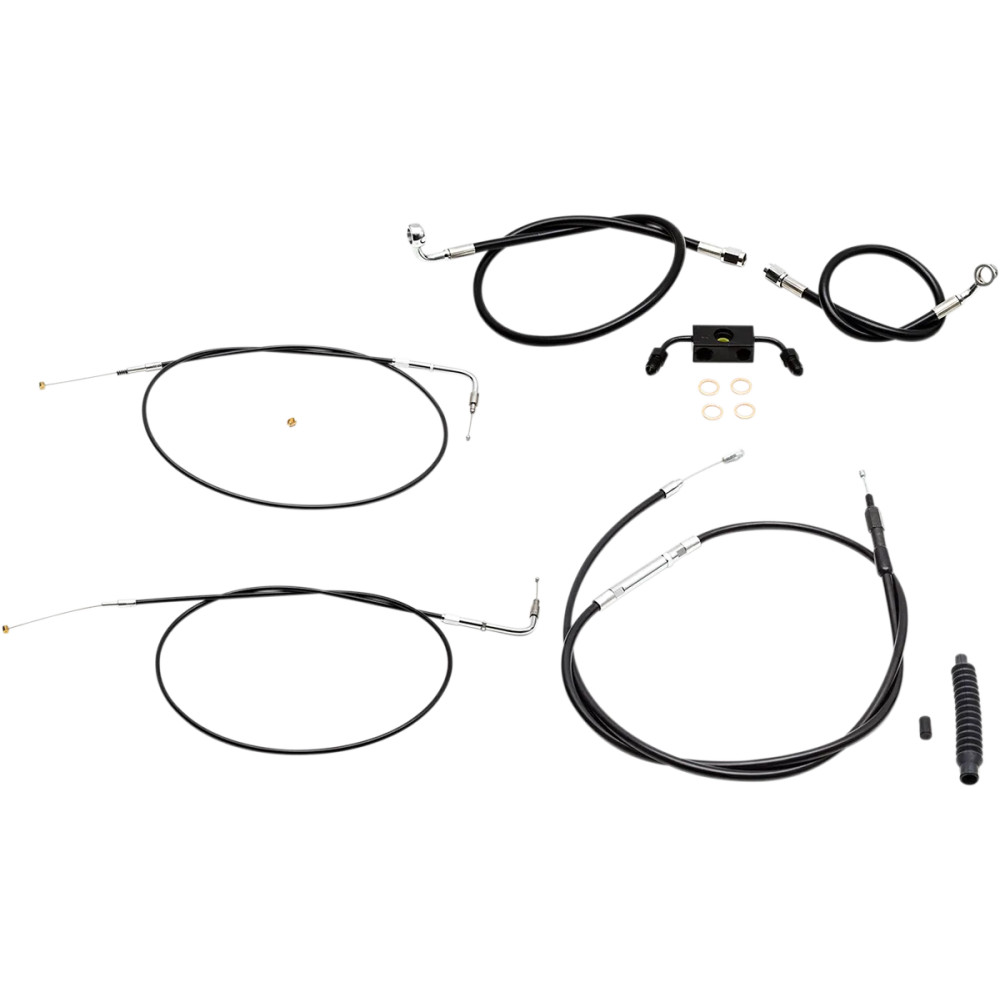 Kit de cables estándar en vinilo negro para manillar y freno — 38 cm–43 cm (15"–17"), Ape Hanger, ABS