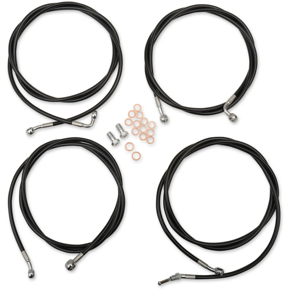 Kit estándar de cables/líneas de freno para manillar de vinilo negro — 38 cm–43 cm (15"–17"), Ape Hanger, ABS