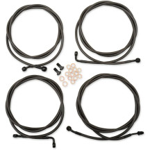 Kit estándar Midnight trenzado de cables y líneas de freno para manillar — 38–43 cm (15"–17") risers, Ape Hanger, ABS, Negro bar