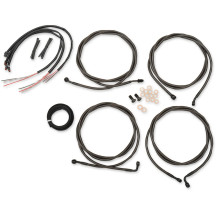 Kit completo Midnight trenzado de cables y líneas de freno para manillar — ajuste riser 18"-20", Negro
