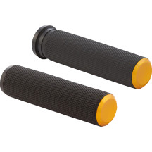 Knurled Grips — 25.4 mm (1\") handlebar fit, Black, Gold, Anodized