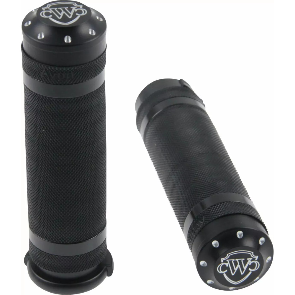 Puños — 25,4 mm (1") para manillar, negro, recubiertos en polvo